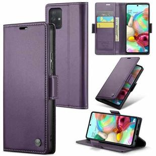 For Samsung Galaxy A71 4G CaseMe 023 Butterfly Buckle Litchi Texture RFID Anti-theft Leather Phone Case(Pearly Purple)