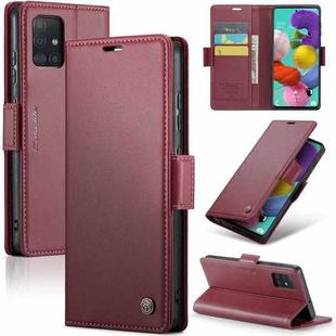 For Samsung Galaxy A51 4G/M40s CaseMe 023 Butterfly Buckle Litchi Texture RFID Anti-theft Leather Phone Case(Wine Red)