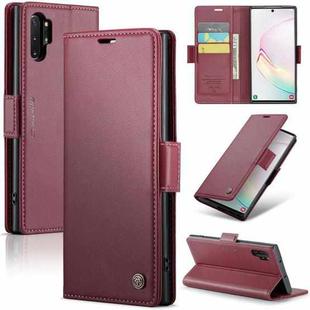 For Samsung Galaxy Note10+ CaseMe 023 Butterfly Buckle Litchi Texture RFID Anti-theft Leather Phone Case(Wine Red)