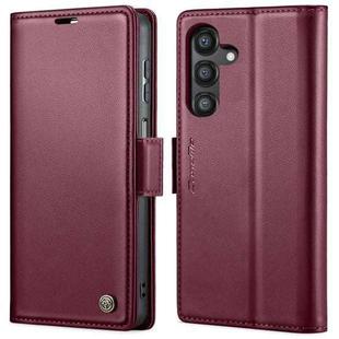 For Samsung Galaxy A14 4G/5G CaseMe 023 Butterfly Buckle Litchi Texture RFID Anti-theft Leather Phone Case(Wine Red)