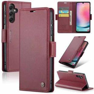 For Samsung Galaxy A24 4G CaseMe 023 Butterfly Buckle Litchi Texture RFID Anti-theft Leather Phone Case(Wine Red)