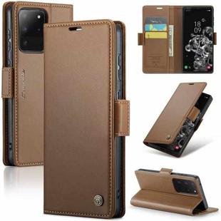 For Samsung Galaxy S20 Ultra CaseMe 023 Butterfly Buckle Litchi Texture RFID Anti-theft Leather Phone Case(Brown)