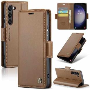 For Samsung Galaxy S24 CaseMe 023 Butterfly Buckle Litchi Texture RFID Anti-theft Leather Phone Case(Brown)