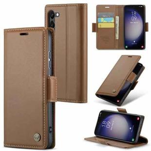 For Samsung Galaxy S24+ CaseMe 023 Butterfly Buckle Litchi Texture RFID Anti-theft Leather Phone Case(Brown)