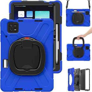 For Xiaomi Pad 6 / 6 Pro Silicone Hybrid PC Tablet Case with Holder & Shoulder Strap(Blue)
