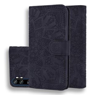 For Xiaomi Mi CC9 Pro / Mi Note 10 / Mi Note 10 Pro Embossed Sunflower Pattern Horizontal Flip PU Leather Case with Holder & Card Slots & Wallet & Lanyard(Black)