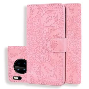 For Huawei Mate 30 Pro Embossed Sunflower Pattern Horizontal Flip PU Leather Case with Holder & Card Slots & Wallet & Lanyard(Pink)