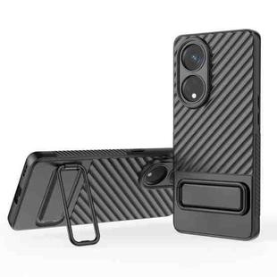 For OPPO Reno8 T 5G Wavy Texture TPU Phone Case with Lens Film(Black)