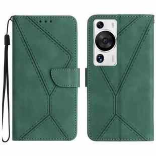 For Huawei P60 Pro Stitching Embossed Leather Phone Case(Green)