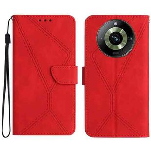 For Realme 11 Pro Stitching Embossed Leather Phone Case(Red)