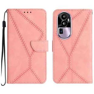 For OPPO Reno10 Pro+ Stitching Embossed Leather Phone Case(Pink)