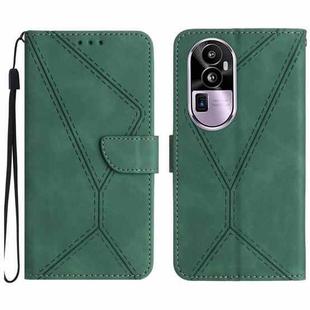 For OPPO Reno10 Pro+ Stitching Embossed Leather Phone Case(Green)