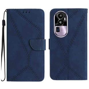 For OPPO Reno10 Pro+ Stitching Embossed Leather Phone Case(Blue)