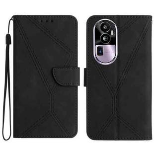 For OPPO Reno10 Pro Stitching Embossed Leather Phone Case(Black)