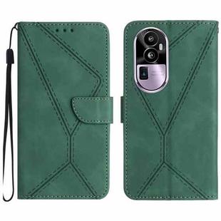 For OPPO Reno10 Stitching Embossed Leather Phone Case(Green)