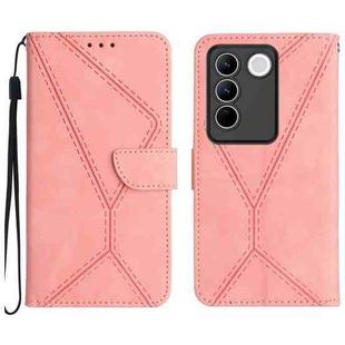 For vivo V27E 4G Global Stitching Embossed Leather Phone Case(Pink)