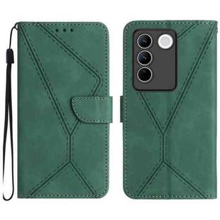 For vivo V27E 4G Global Stitching Embossed Leather Phone Case(Green)