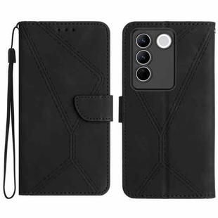 For vivo V27E 4G Global Stitching Embossed Leather Phone Case(Black)