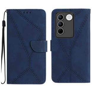 For vivo V27E 4G Global Stitching Embossed Leather Phone Case(Blue)