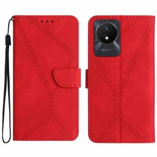 For vivo Y02A 4G / Y02 4G / Y11 2023 Stitching Embossed Leather Phone Case(Red)