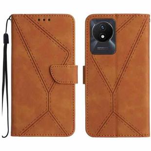 For vivo Y02A 4G / Y02 4G / Y11 2023 Stitching Embossed Leather Phone Case(Brown)