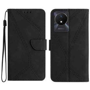 For vivo Y02A 4G / Y02 4G / Y11 2023 Stitching Embossed Leather Phone Case(Black)