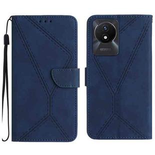 For vivo Y02A 4G / Y02 4G / Y11 2023 Stitching Embossed Leather Phone Case(Blue)