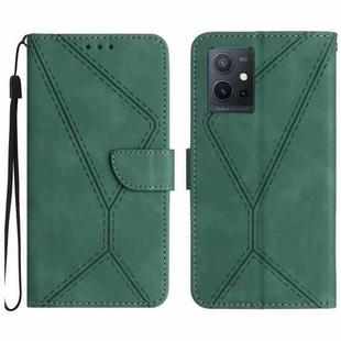 For vivo Y55S 5G 2023 / Y55 5G / T1 5G Stitching Embossed Leather Phone Case(Green)