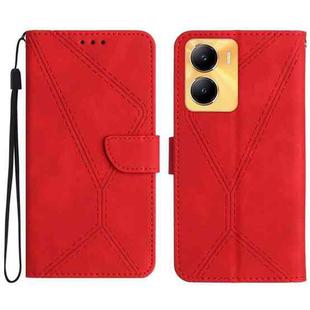 For vivo Y02S Global / Y16 4G Global Stitching Embossed Leather Phone Case(Red)