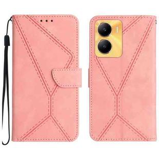 For vivo Y02S Global / Y16 4G Global Stitching Embossed Leather Phone Case(Pink)