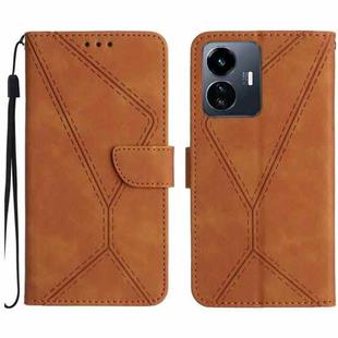For vivo Y77E 5G Stitching Embossed Leather Phone Case(Brown)