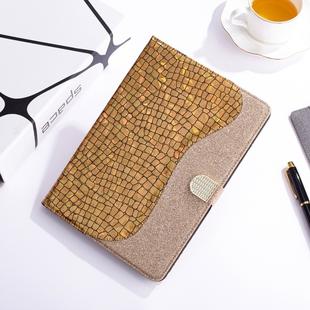 For Samsung Galaxy Tab A 8.0 (2019) T290 Laser Glitter Stitching Crocodile Texture Horizontal Flip Leather Case with Storage Grid & Holder(Gold)