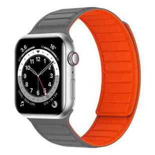 Magnetic Silicone Watch Band For Apple Watch Ultra 49mm(Grey Orange)