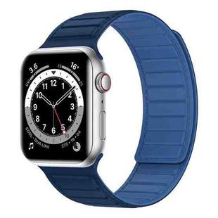 Magnetic Silicone Watch Band For Apple Watch 7 45mm(Dark Blue Blue)