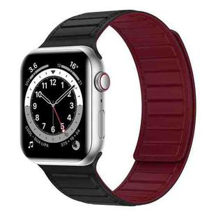 Magnetic Silicone Watch Band For Apple Watch 6 44mm(Black Wine Red)