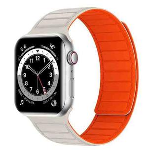 Magnetic Silicone Watch Band For Apple Watch 5 44mm(Starlight Orange)