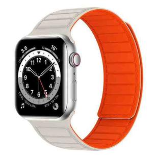 Magnetic Silicone Watch Band For Apple Watch SE 2023 44mm(Starlight Orange)