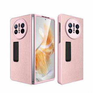 For Huawei Mate X3 Litchi Texture Integrated Shockproof Phone Case with Holder(Pink)