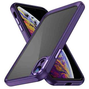 For iPhone XR PC + TPU Phone Case with Lens Film(Dark Purple)