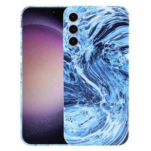 For Samsung Galaxy S23 5G Marble Pattern Phone Case(Navy Blue White)