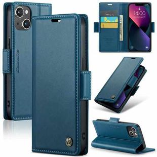 For iPhone 14 Plus CaseMe 023 Butterfly Buckle Litchi Texture RFID Anti-theft Leather Phone Case(Blue)