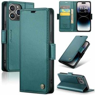 For iPhone 14 Pro Max CaseMe 023 Butterfly Buckle Litchi Texture RFID Anti-theft Leather Phone Case(Pearly Blue)