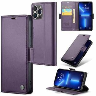 For iPhone 13 Pro Max CaseMe 023 Butterfly Buckle Litchi Texture RFID Anti-theft Leather Phone Case(Pearly Purple)