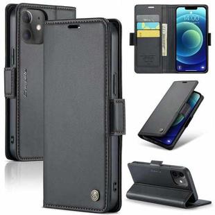 For iPhone 12 / 12 Pro CaseMe 023 Butterfly Buckle Litchi Texture RFID Anti-theft Leather Phone Case(Black)