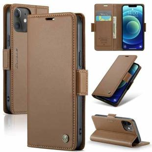For iPhone 12 mini CaseMe 023 Butterfly Buckle Litchi Texture RFID Anti-theft Leather Phone Case(Brown)