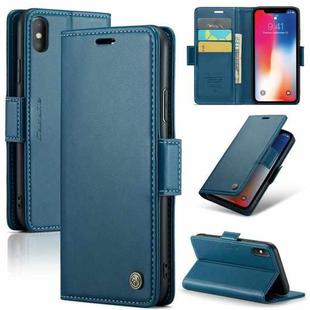 For iPhone XS Max CaseMe 023 Butterfly Buckle Litchi Texture RFID Anti-theft Leather Phone Case(Blue)