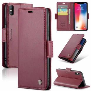 For iPhone XS CaseMe 023 Butterfly Buckle Litchi Texture RFID Anti-theft Leather Phone Case(Wine Red)