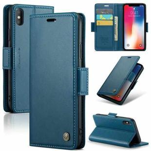 For iPhone XS CaseMe 023 Butterfly Buckle Litchi Texture RFID Anti-theft Leather Phone Case(Blue)