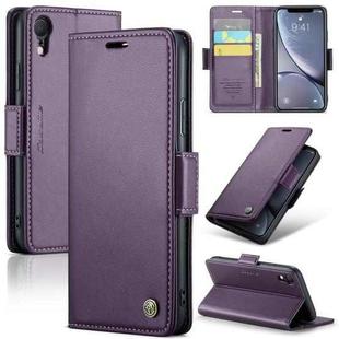 For iPhone XR CaseMe 023 Butterfly Buckle Litchi Texture RFID Anti-theft Leather Phone Case(Pearly Purple)
