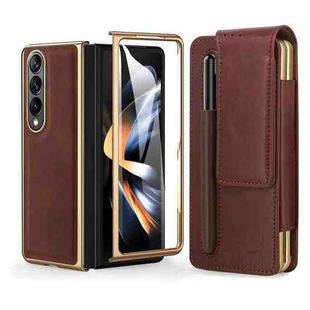 For Samsung Galaxy Z Fold4 Retro Thinking Series PC Shockproof Phone Case(Brown)